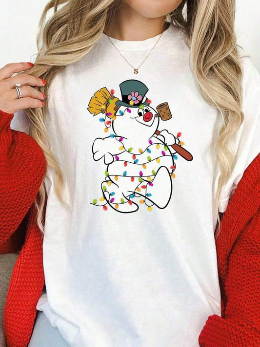 Women Frosty Snowman Christmas T-Shirt